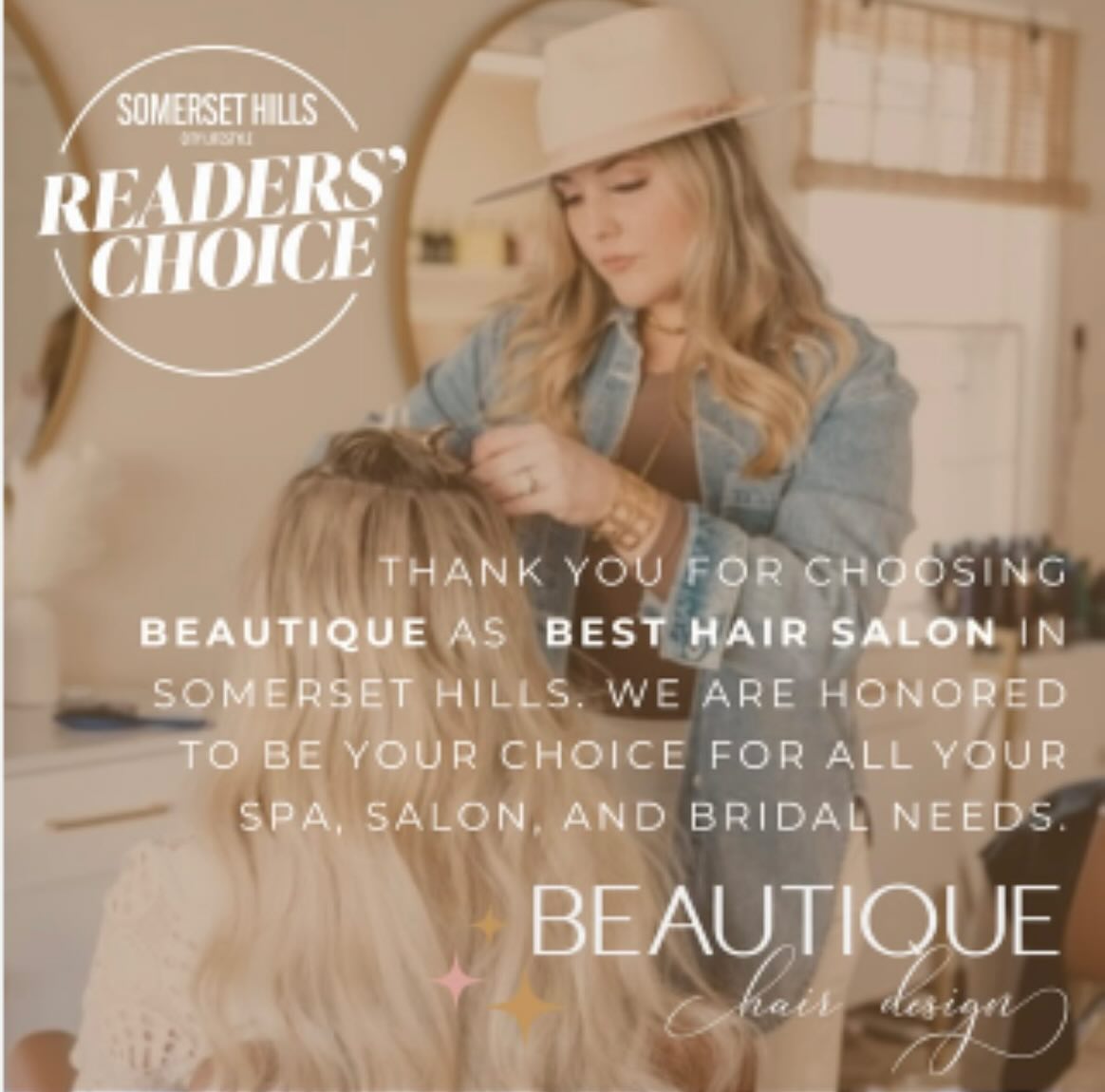 Every day just sitting in gratitude this week! 

We are so excited, proud and humbled to have WON 2025 Somerset Hills Readers Choice for BEST HAIR SALON & SPA 💇‍♀️🏆🧖‍♀️✨💖

THANK YOU X a Million all for the love and support! 

XOXO-
The Beautique Babes 

( this will be the last post.. I promise! 😂🫣🥰 )
