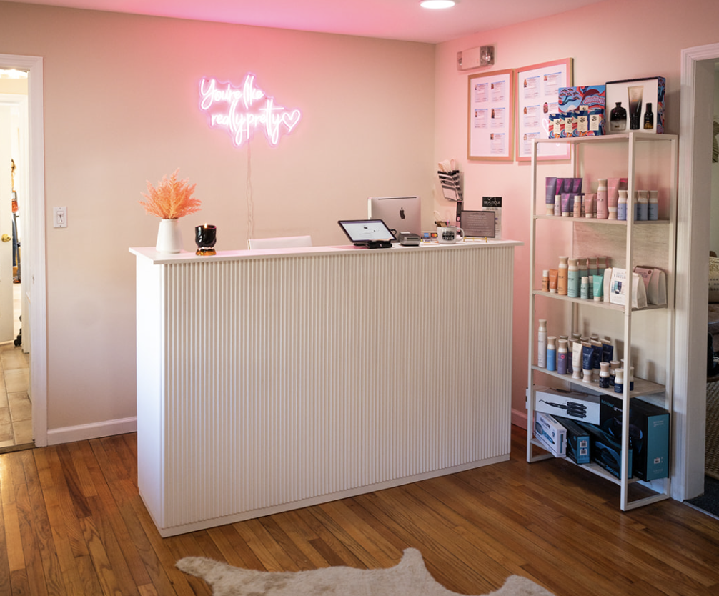 Finding your color, balayage or highlights, with dimensional hair color created through expert hair coloring in Bedminster, offering professional hair services near Warren.
