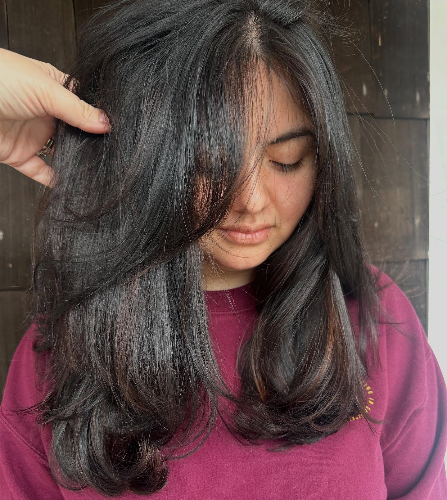 Finding your color, balayage or highlights, with dimensional hair color created through expert hair coloring in Bedminster, offering professional hair services near Warren.